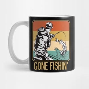 Gone Fishing Vintage Sunset Boat Fisherman Mug